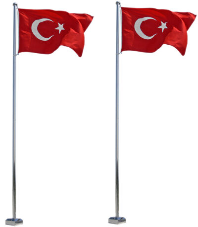 Paslanmaz Bayrak Direği 14 Metre, içten ipli, sonsuz tepe dönerli sistemi ile bayrağınızın her zaman düzgün dalgalanmasını sağlar.