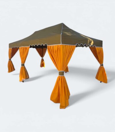 Bahçe Çadırı 3x6 m. (Haki - Turuncu - 40 mm Siyah Çelik)